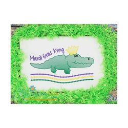 Mardi Gras King Gator Sketch Embroidery Design