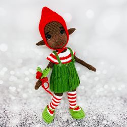 Amigurumi doll pattern, Crochet doll pattern, Christmas Elf Doll Bella