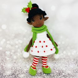 Crochet doll pattern, Amigurumi doll pattern, Christmas Elf doll Ella