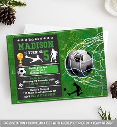Soccer Invitation, Soccer Birthday Invitation, Soccer Birthday PArty Invitation, Soccer invites, Soccer Birthday Card