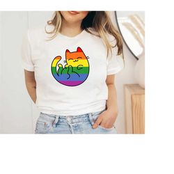 Rainbow Cat Shirt,Purride Shirt,LGBT Shirt,Gift for Lesbian Gay,Rainbow Pride Shirt,Cat Lover Gift,Pride Shirt,LGBTQ T-S