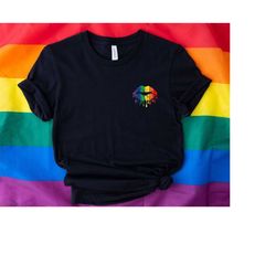 Rainbow Lips Shirt,LGBT Lips Shirt,Gay Pride Shirt,Colorful Lips Shirt,Pocket Size Lips Shirt,LGBTQ Flag Dripping Lips S