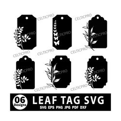 Leaves Gift Tag Svg, Gift Label, Label Tag Svg, Leaf Tag Svg, Name Tag Svg, Gift Tag Template, Stocking Tag Svg, Cut Fil