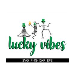 Dancing Skeleton St Patricks Svg, St Patricks day Svg, Lucky Vibes Svg, Shamrocks Svg,Gold Coin Bucket SVG,Feeling Lucky