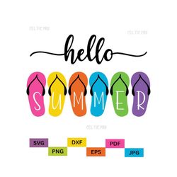 Hello Summer SVG, Welcome Summer SVG, Summer Sign SVG, Hello Summer Flip Flop Svg, Summer Svg, Svg Files For Cricut, Mos