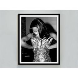 Naomi Campbell Poster, Photo Print, Black and White, Fashion Photography, Feminist Print, Beauty Room Decor, Glam Wall A