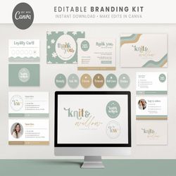 Editable Branding Kit, DIY Canva Modern Boho Logo, Retro Logo Template, Cute Simple Logo, Thank You Cards, Business Card