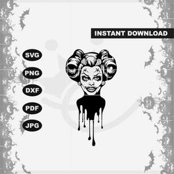 Clown Girl for Halloween SVG, Woman Clown drip Svg, spooky babe svg - with dxf, pdf, png, jpg - for sublimation, prints,