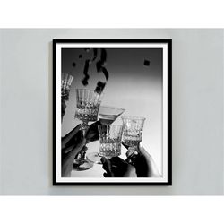 black and white cocktail print, bar cart wall art, alcohol poster, cheers print, english pub decor, home bar, wine poste