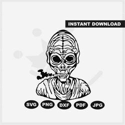 Old Alien Smoking Tobacco SVG, alien cutout svg, alien printable pdf, png, alien  dxf - Cricut, Silhouette and cut machi