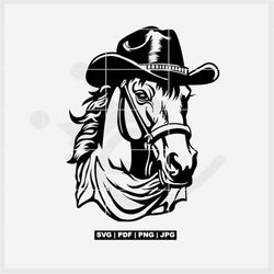 Horse wearing hat svg, Cowboy SVG, Horse SVG,farm horse svg, cricut file cut, silhouette cameo, sublimation prints, easy