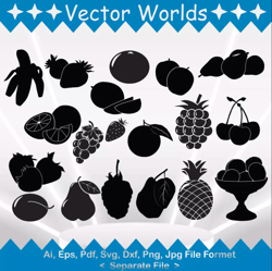Fruits svg, Fruit's svg,  Fruit, Food, SVG, ai, pdf, eps, svg, dxf, png, Vector