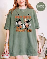 Hey Boo Mickey Minnie Comfort Colors Shirt, Mickey Minnie Halloween Shirt, Pumpkin Mickey, Disney Spooky Shirt, Disney H