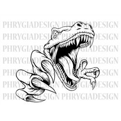 T-Rex Dinosaur Svg Png , Angry Dinosaur Svg , T-Rex Svg , Dinosaur Svg , Dinosaur Design , Jurassic Svg , Trex Clipart ,
