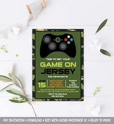 Video Game invitation, Video Game Birthday Invitation, Video Game Invites, Video Game Birthday Party Invitation, Game