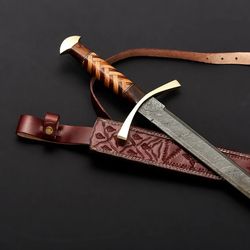 Custom HAND Forged Damascus Steel Viking Sword, Best Quality, Battle Ready Sword, Gift For Him, Wedding Gift for Husband