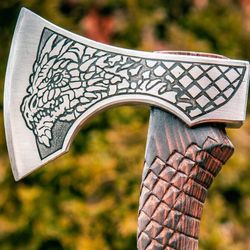 handmade carbon steel viking axe hatchet tomahawk hunting axe |dragon axe