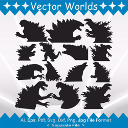 Godzilla head svg, godzilla heads svg, godzilla, head, SVG, ai, pdf, eps, svg, dxf, png, Vector