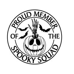 Spooky Squad Skeleton Hand Pumpkin Logo SVG