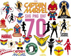 Captain Marvel Svg Bundle, Superhero SVG, Captain Marvel Svg, Captain Girl Svg, Cartoon Svg Pack