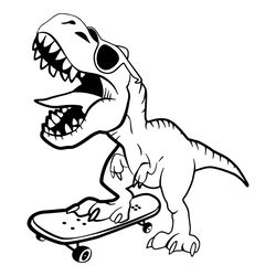 Dino on Skateboard SVG, TRex Tyrannosaurus SVG