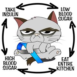 Funny Cat Diabetes Cycle PNG, Cat Blue Ribbon PNG
