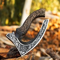 The Original custom hand forged pizza Axe , Viking pizza cutter axe , Viking Bearded Camping Axe, Best Birthday & Annive