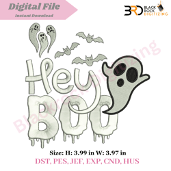 Hey Boo Halloween Embroidery Design for Machine Embroidery | Instant download