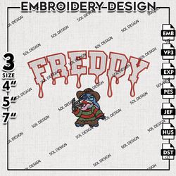 Stitch In Freddy Krueger Drop Name Embroidery Files, Horror Characters, Halloween Embroidery, Machine Embroidery
