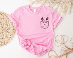 axolotl shirt, pocket axolotl shirt, cute kawaii axolotl pocket shirt, animal lover shirt, axolotl gifts, gifts for her,