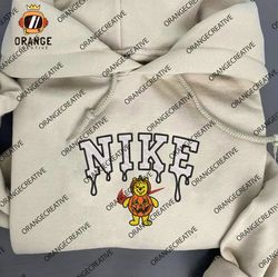 Nike Pooh Pumpkin Embroidered Crewneck, Halloween Sweatshirt, Winnie Disney Embroidered Hoodie, Spooky Unisex T-shirt