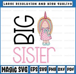 Big Sister Unicorn Doll Download, Unicorn Sublimation, doll, Big Sister Shirt, Sister Download, Big Sister to be, PNG Do