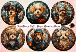 Christmas Cute Dogs Stained Glass Png Clipart,Holiday stained glass designs, Christmas PNG clipart, Dog clipart