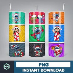 Christmas Stitch Tumbler Wrap, Stitch Sublimation Designs, 20 oz Stitch Tumbler, Cartoon Christmas Tumbler PNG (19)