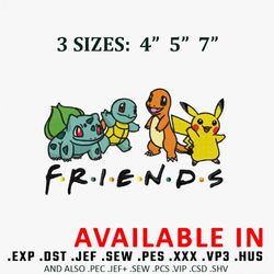 Pokemon friends embroidery design, Anime Embroidery, Anime design, Anime shirt, Embroidered shirt, digital download