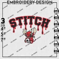 Drop Name Stitch Hell Devil Embroidery Designs, Horror Characters, Halloween Embroidery Files, Machine Embroidery Files