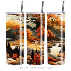 Abstract Fall Forest 20 oz Skinny Tumbler Sublimation Digital Design Instant Download DIGITAL ONLY 20oz Tumbler Wrap PNG