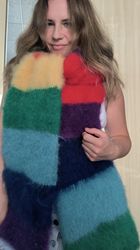 Fuzzy rainbow mohair scarf