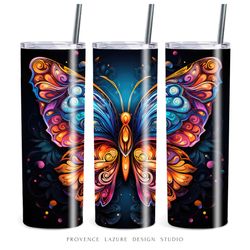 Whimsical Butterfly 20 oz Skinny Tumbler Sublimation Digital Design Instant Download DIGITAL ONLY 20 oz Tumbler Wrap PNG