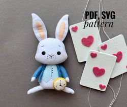 DIY White rabbit  ornaments pattern PDF felt pattern