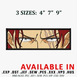 Shanks eyes embroidery design, Anime shirt, Embroidered shirt, Anime Embroidery, Anime design, digital download
