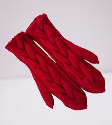 Womens knitted mittens Merino wool mittens Warm winter mittens Mittens for women Beautiful mittens with braids