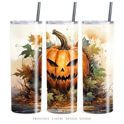 Halloween Jack Lantern 20 oz Skinny Tumbler Sublimation Digital Design Instant Download DIGITAL ONLY 20 oz Tumbler Wrap