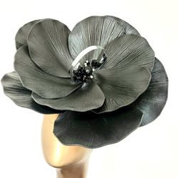 Brillant Black fascinator Derby headpiece Flower headband Church hat Flower hairpins Gothic style Halloween costume