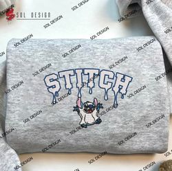 Stitch Cute Ghost Drop Name Halloween Embroidered Crewneck, Stitch Halloween Embroidered Hoodie, Halloween Shirt