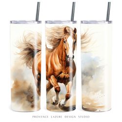Watercolor Horse 20 oz Skinny Tumbler Sublimation Digital Design Instant Download PNG 20 oz Tumbler Wrap Horse Design