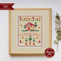 Home Sweet Home Sampler Cross Stitch Pattern Modern Xsitch Crossstitch Chart Instant Download PDF