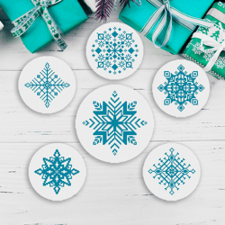 Christmas Snowflakes Cross Stitch Pattern Modern Xsitch set of 6 Winter Cross Merry Christmas Chart Christmas Ornaments