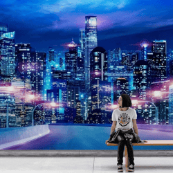 Peel and Stick Removable Wallpapers Cyber City Wall Decor