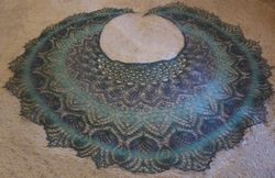 Thin Shawl Irish Thistle with beads wool handmade knitted